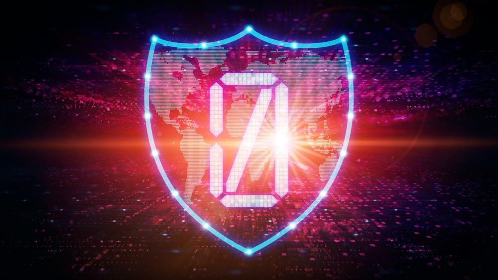 A glowing shield with a 0 on it overlays a glowing map of the world to represent zero trust at the edge. A glowing shield with a 0 on it overlays a glowing map of the world to represent zero trust at the edge.