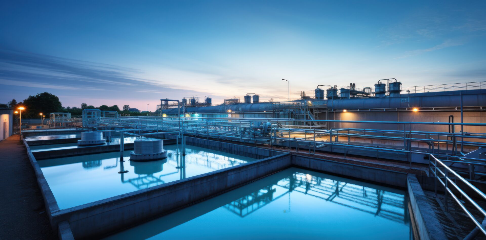Industrial water treatment plant with water Industrial water treatment plant with water